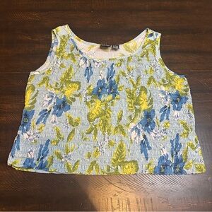 Erika Blue and Yellow Floral Crop Top